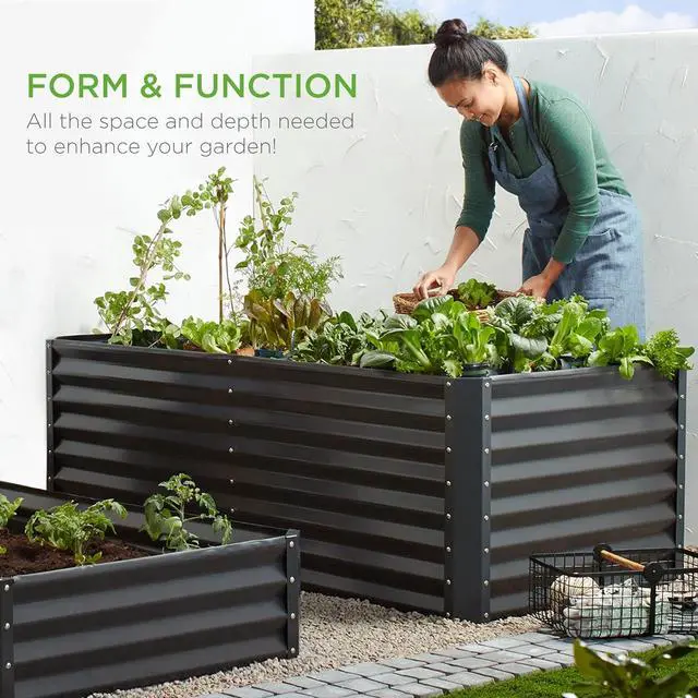Alt view image 7 of 7 - Best Choice Products 6x3x2ft Outdoor Metal Raised Garden Bed, Deep Root Box Planter for Vegetables, Flowers, Herbs, and Succulents w/ 269 Gallon Capacity - Gray