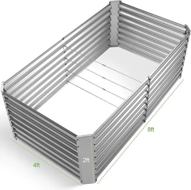 Alt view image 2 of 6 - Land Guard 8×4×2 ft Galvanized Raised Garden Bed Kit, Galvanized Planter Raised Garden Boxes Outdoor, Large Metal Raised Garden Beds for Vegetables.