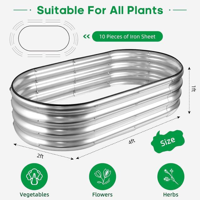 Alt view image 3 of 7 - JERIA Raised Garden Bed,Galvanized Raised 4×2×1ft Planter Boxes Outdoor with Easy Assembly, Large Garden Bed for Vegetables, Fruits, Flowers