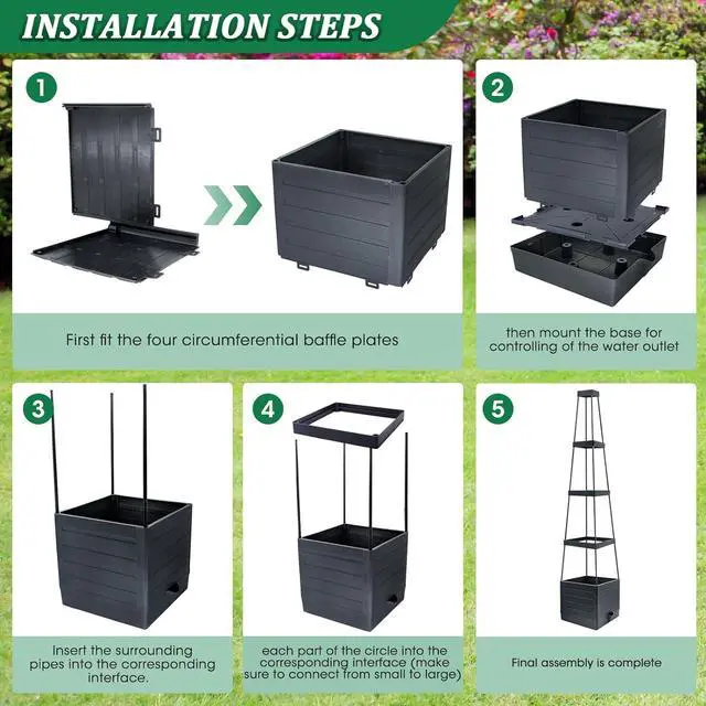 Alt view image 5 of 7 - MQFORU 2Pack Raised Garden Bed Planter Boxes with Trellis, 57" Self-Watering Tomato Planter Boxes with Trellis for Climbing Vegetable and Plants, Tomato Cage for Indoor Outdoor Use