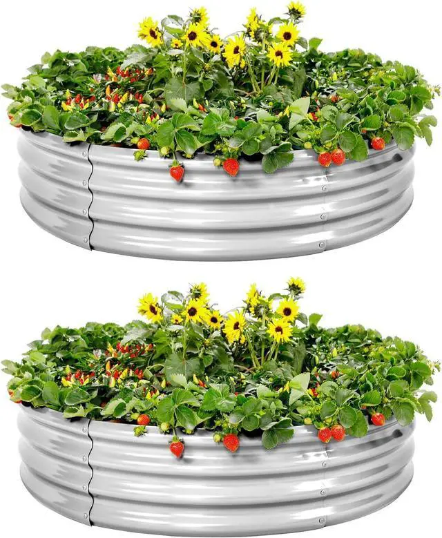 Main image of Land Guard Galvanized Raised Garden Bed 2Pcs, Planter Raised Garden Beds Outdoor, Round Clearance Raised Garden Beds for Gardening Vegetables