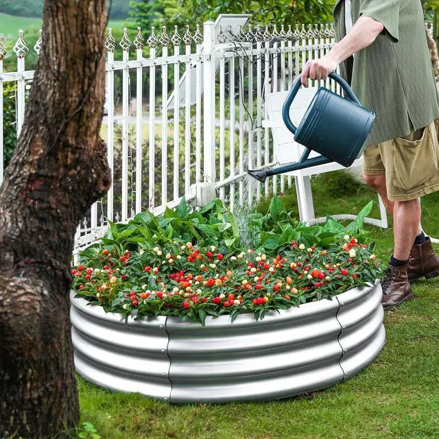 Alt view image 3 of 5 - Land Guard Galvanized Raised Garden Bed 2Pcs, Planter Raised Garden Beds Outdoor, Round Clearance Raised Garden Beds for Gardening Vegetables