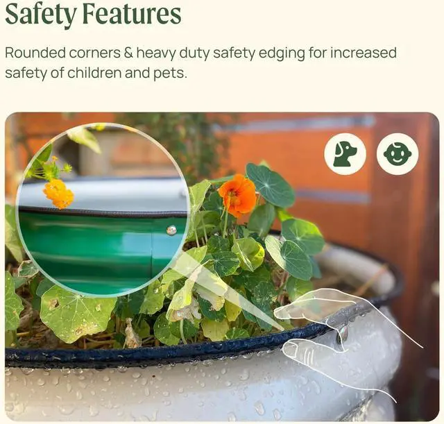 Alt view image 6 of 7 - Vego garden 11" Tall 42" Round Raised Garden Bed Metal Raised Bed Planter Box for Vegetables Flowers Patio, Pearl White
