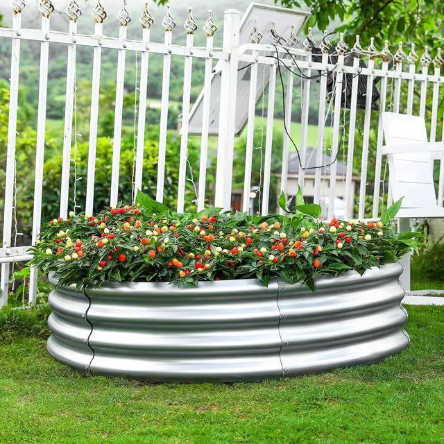 Alt view image 4 of 5 - Land Guard Galvanized Raised Garden Bed 2Pcs, Planter Raised Garden Beds Outdoor, Round Clearance Raised Garden Beds for Gardening Vegetables
