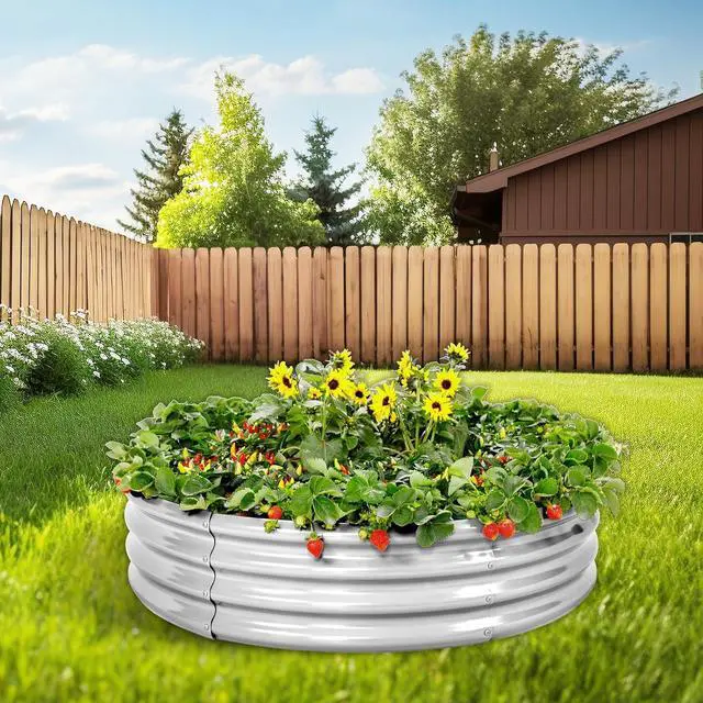 Alt view image 5 of 5 - Land Guard Galvanized Raised Garden Bed 2Pcs, Planter Raised Garden Beds Outdoor, Round Clearance Raised Garden Beds for Gardening Vegetables
