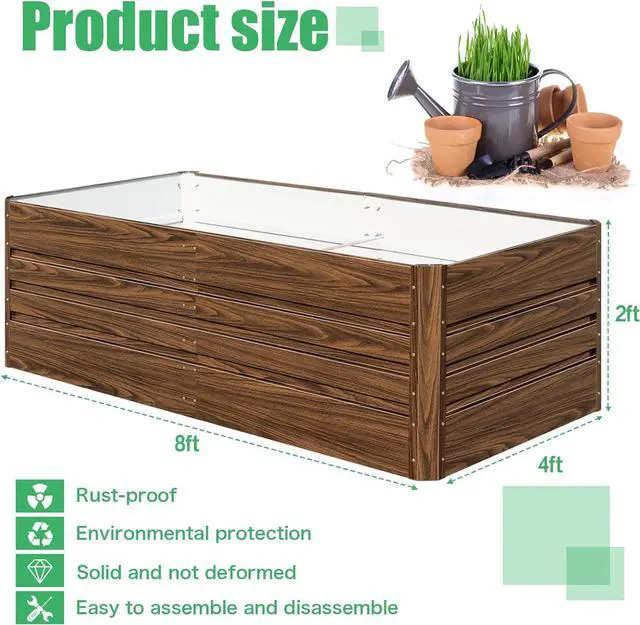 Alt view image 2 of 7 - SnugNiture Galvanized Raised Garden Bed 8x4x2FT Outdoor Large Metal Planter Box Steel Kit for Planting Vegetables, Flowers