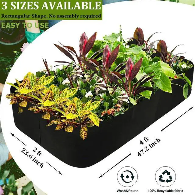 Alt view image 2 of 7 - Fabric Raised Garden Bed, 58 Gallon 2 Grids Rectangle Garden Grow Bags, 2x4 FT Breathable Planter Raised Beds for Growing Vegetables Flowers Herb, Raised Planters for Outdoor Plants