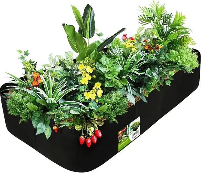Main image of Fabric Raised Garden Bed, 58 Gallon 2 Grids Rectangle Garden Grow Bags, 2x4 FT Breathable Planter Raised Beds for Growing Vegetables Flowers Herb, Raised Planters for Outdoor Plants