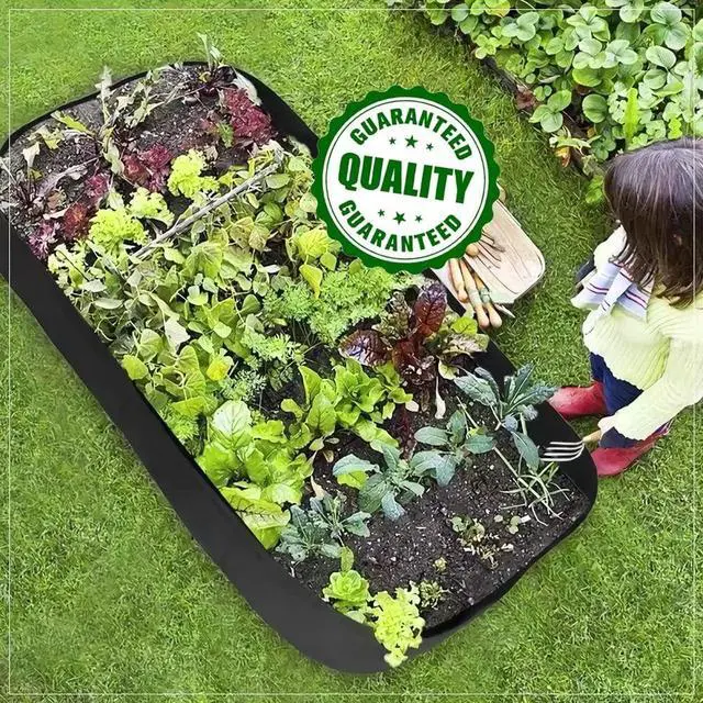 Alt view image 7 of 7 - Fabric Raised Garden Bed, 58 Gallon 2 Grids Rectangle Garden Grow Bags, 2x4 FT Breathable Planter Raised Beds for Growing Vegetables Flowers Herb, Raised Planters for Outdoor Plants