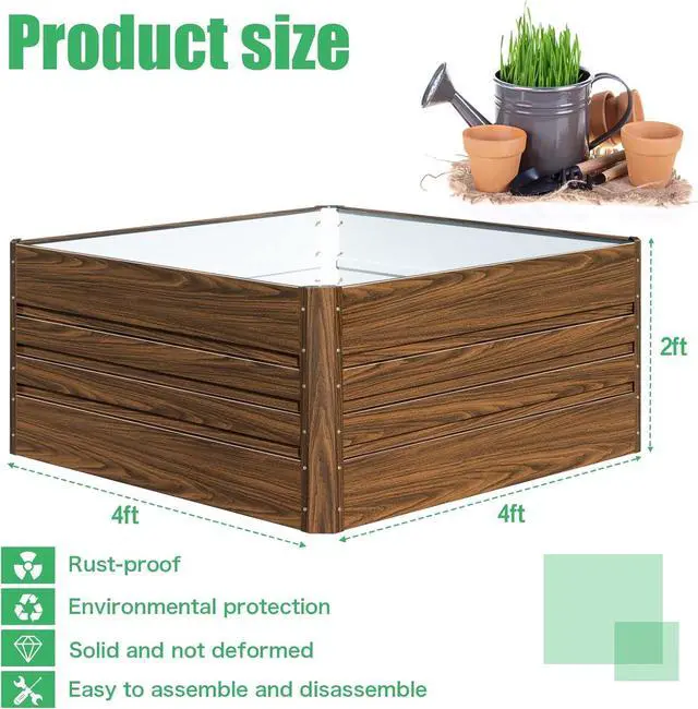 Alt view image 2 of 7 - SnugNiture Galvanized Raised Garden Bed 4x4x2FT Outdoor Large Metal Planter Box Steel Kit for Planting Vegetables, Flowers
