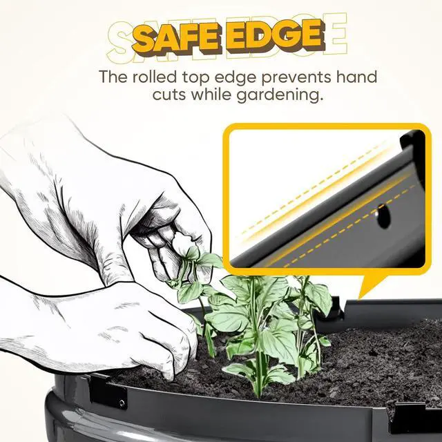 Alt view image 7 of 7 - KING BIRD Raised Garden Bed Kit 2025 Upgraded 10-Minute Assembly Galvanized Planter Garden Box Outdoor for Gardening, Vegetables, Flowers, 47x24x12 in, Dark Grey