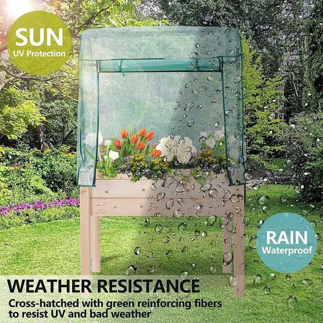 Alt view image 2 of 6 - Elevated Wood Gardening Bed with Green House Cover - 36L x24W x 66H - Backyard Expressions