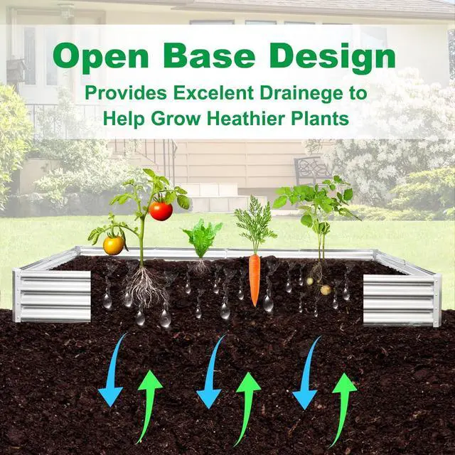 Alt view image 5 of 6 - JERIA 8×4×1ft Raised Garden Bed with Support Rods,Galvanized Raised Garden Bed Kit Outdoor Metal Gardening Planter Box for Vegetable, Fruits, Flower
