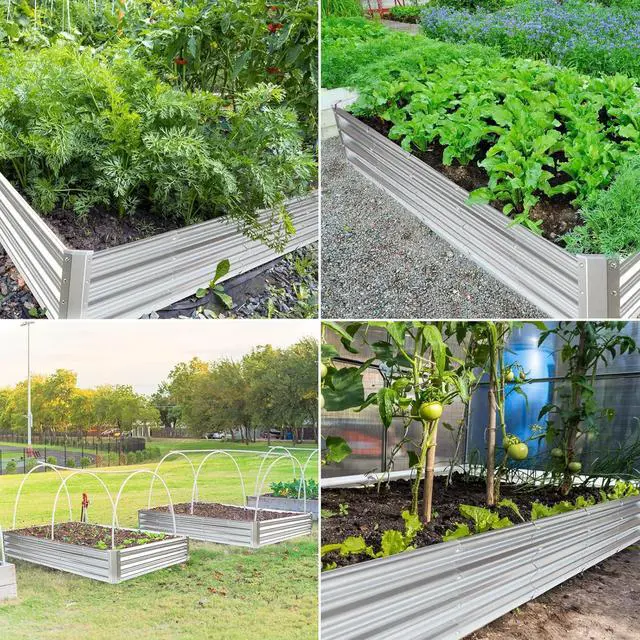 Alt view image 6 of 6 - JERIA 8×4×1ft Raised Garden Bed with Support Rods,Galvanized Raised Garden Bed Kit Outdoor Metal Gardening Planter Box for Vegetable, Fruits, Flower