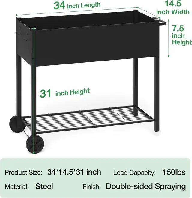 Alt view image 3 of 7 - MIXC Metal Raised Garden Beds with Legs, Elevated Planter Boxes Outdoor Raised for Gardening, Large Planter Box for Vegetable Flower Herb