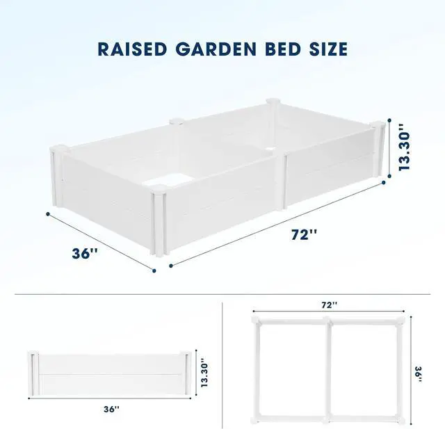Alt view image 2 of 7 - PASAMIC Durable Vinyl Raised Garden Bed, 6x3x1ft Raised Bed for Gardening, Planter Box with Open Bottom, Raised Garden Bed Outdoor, DIY Above Ground Garden Bed for Fruit, Vegetables, Herbs
