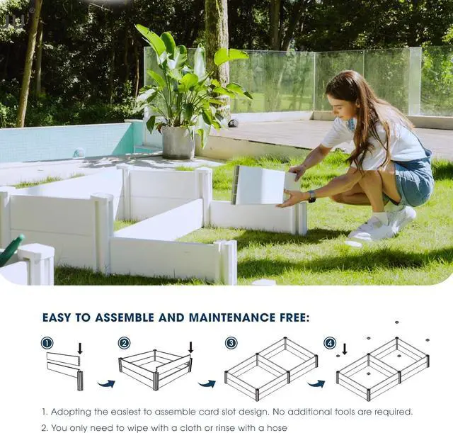 Alt view image 4 of 7 - PASAMIC Durable Vinyl Raised Garden Bed, 6x3x1ft Raised Bed for Gardening, Planter Box with Open Bottom, Raised Garden Bed Outdoor, DIY Above Ground Garden Bed for Fruit, Vegetables, Herbs