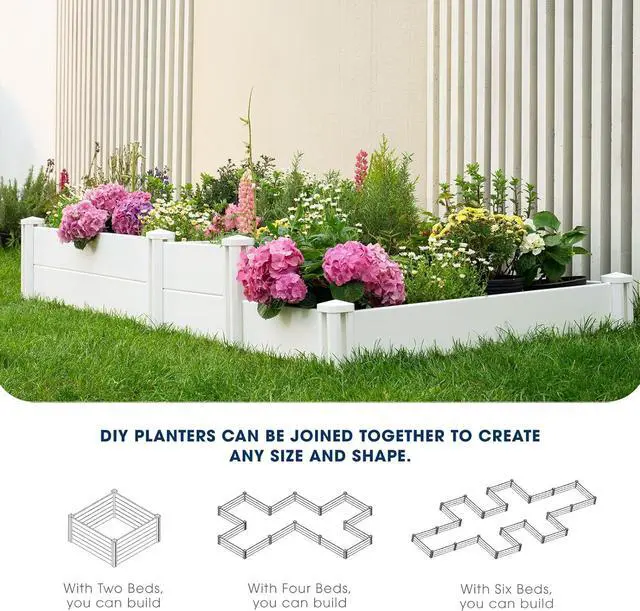 Alt view image 7 of 7 - PASAMIC Durable Vinyl Raised Garden Bed, 6x3x1ft Raised Bed for Gardening, Planter Box with Open Bottom, Raised Garden Bed Outdoor, DIY Above Ground Garden Bed for Fruit, Vegetables, Herbs
