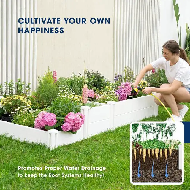 Alt view image 5 of 7 - PASAMIC Durable Vinyl Raised Garden Bed, 6x3x1ft Raised Bed for Gardening, Planter Box with Open Bottom, Raised Garden Bed Outdoor, DIY Above Ground Garden Bed for Fruit, Vegetables, Herbs