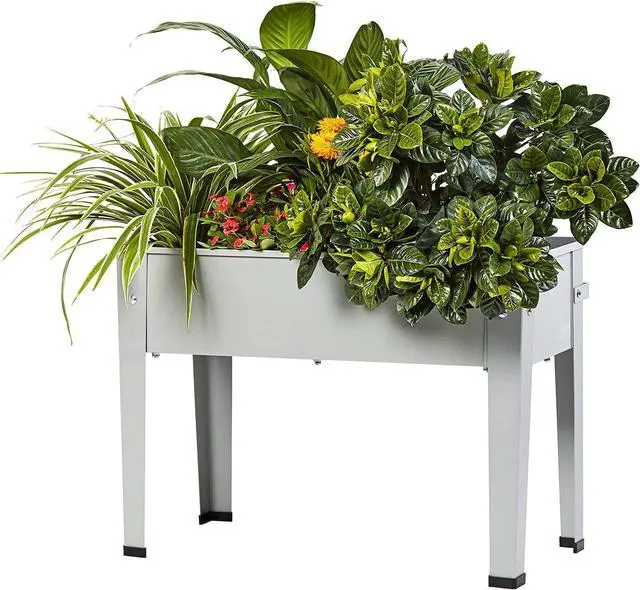 Main image of Metal Raised Garden Bed,Raised Planter Box with Legs,Herbs and Vegetables Planter Suitable for Outdoor Patio Deck and Porch (Mini Gray)