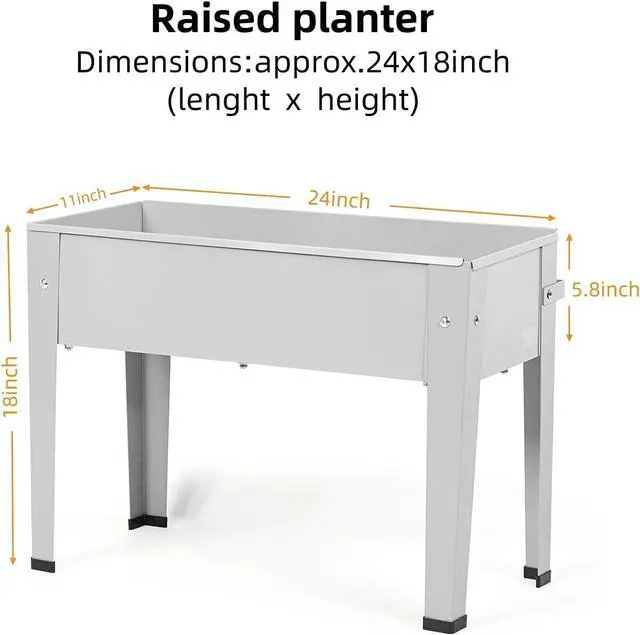 Alt view image 3 of 7 - Raised Garden Bed, Garden Raised Planter Box with Legs, Galvanized Garden Planter for Herbs and Vegetables (24" Grey)
