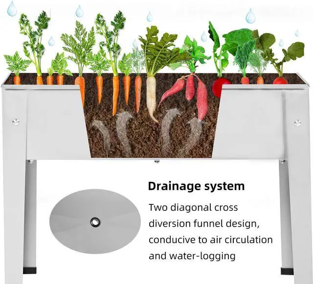 Alt view image 4 of 7 - Raised Garden Bed, Garden Raised Planter Box with Legs, Galvanized Garden Planter for Herbs and Vegetables (24" Grey)