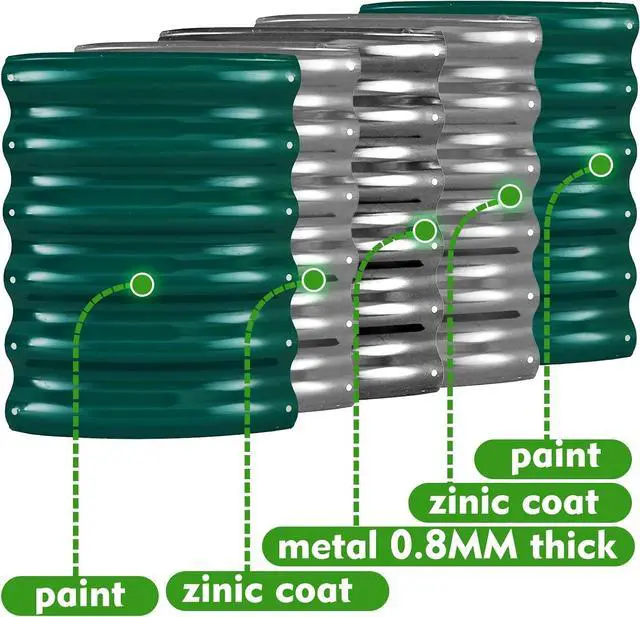 Alt view image 4 of 6 - 17" Tall Round Outdoor Garden Raised Garden Bed Kits-0.8MM Thick Metal Raised Planter Bed/Ground Planter Box for Variety of Flowers,Herbs,Vegetables (Dark Green, 24 inches Diameter)