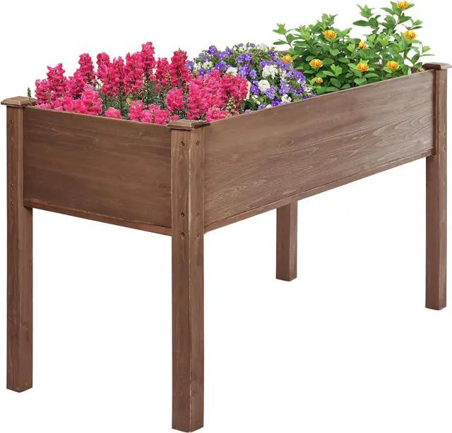 Main image of LZRS Raised Garden Bed Outdoor Planter Box with Legs for Herbs, Vegetables, Flowers, Great for Outdoor Patio, Yard and Deck, 220lb Capacity, Brown