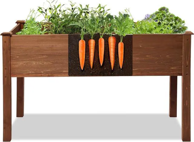 Alt view image 4 of 5 - LZRS Raised Garden Bed Outdoor Planter Box with Legs for Herbs, Vegetables, Flowers, Great for Outdoor Patio, Yard and Deck, 220lb Capacity, Brown