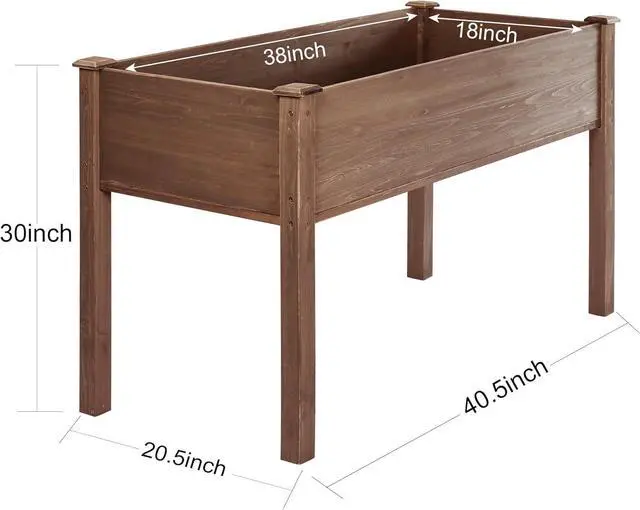 Alt view image 3 of 5 - LZRS Raised Garden Bed Outdoor Planter Box with Legs for Herbs, Vegetables, Flowers, Great for Outdoor Patio, Yard and Deck, 220lb Capacity, Brown
