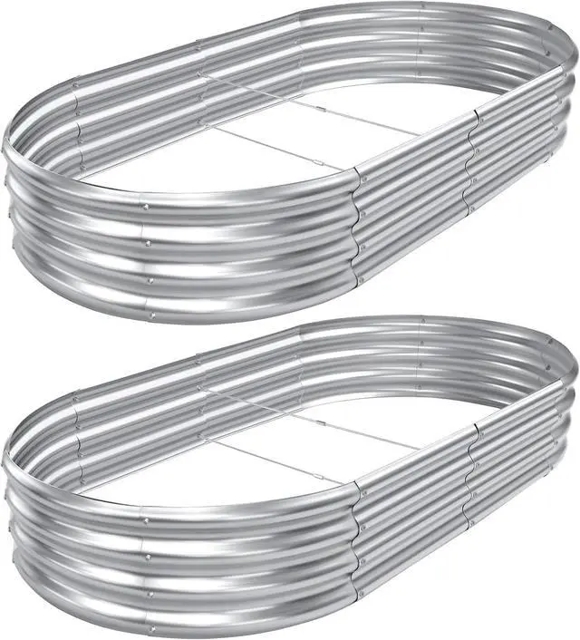 Main image of 2pack 6×3×1ft Raised Garden BedOutdoor Galvanized Planter Boxes, Oval Large Metal Raised Garden Beds for Vegetables