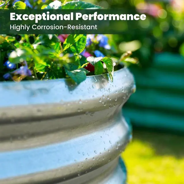Alt view image 5 of 6 - 2pack 6×3×1ft Raised Garden BedOutdoor Galvanized Planter Boxes, Oval Large Metal Raised Garden Beds for Vegetables