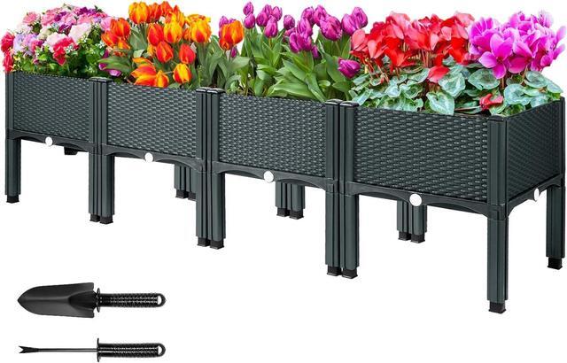 Main image of MAYOLIAH Raised Garden Bed with Legs 16.5" H Elevated Planter Box, Plastic Raised Beds for Gardening Vegetables Herb Flowers, Perfect for Indoor Outdoor Planting, 4 Boxes