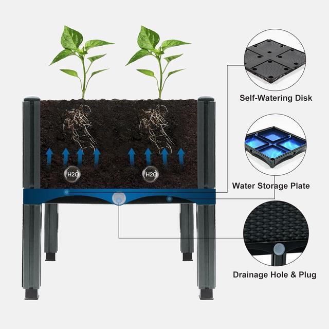 Alt view image 4 of 6 - MAYOLIAH Raised Garden Bed with Legs 16.5" H Elevated Planter Box, Plastic Raised Beds for Gardening Vegetables Herb Flowers, Perfect for Indoor Outdoor Planting, 4 Boxes