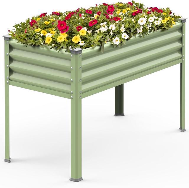 Main image of Raised Garden Bed with Legs, 48x24x32in Reinforced Elevated Metal Raised Planter Box Outdoor, Standing Growing Bed Herb Planter - for Gardening, Vegetables, Flower, Backyard (Avocado Green)