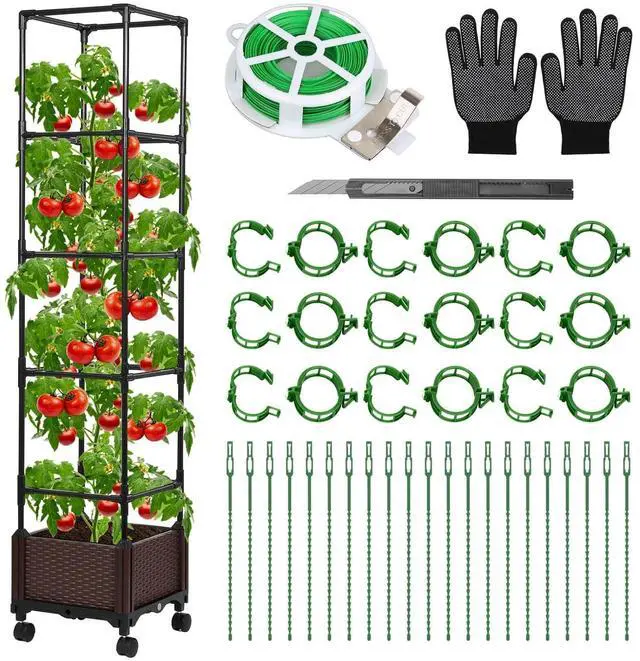 Main image of Lezmarket Self Watering Tomato Planter with Trellis, 55.9" Raised Garden Bed with Trellis, Plant Supports for Tomatoes, Climbing Plants