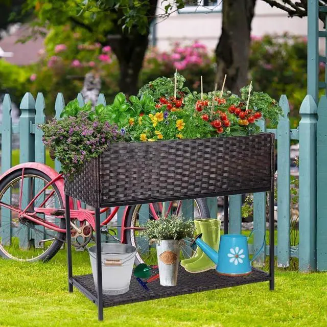 Alt view image 2 of 7 - WONDER GARDEN Raised Garden Bed-Planter Box - Elevated Raised Garden Beds Outdoor with Legs & Storage Shelf for Vegetables Flower Herb Backyard Patio