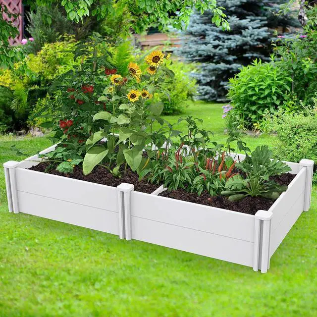 Alt view image 2 of 5 - 6' x 3' Vinyl Raised Garden Bed Screwless Planter Box for Gardening, Whelping Pen and More