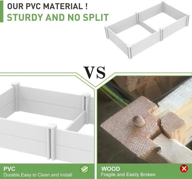 Alt view image 4 of 5 - 6' x 3' Vinyl Raised Garden Bed Screwless Planter Box for Gardening, Whelping Pen and More