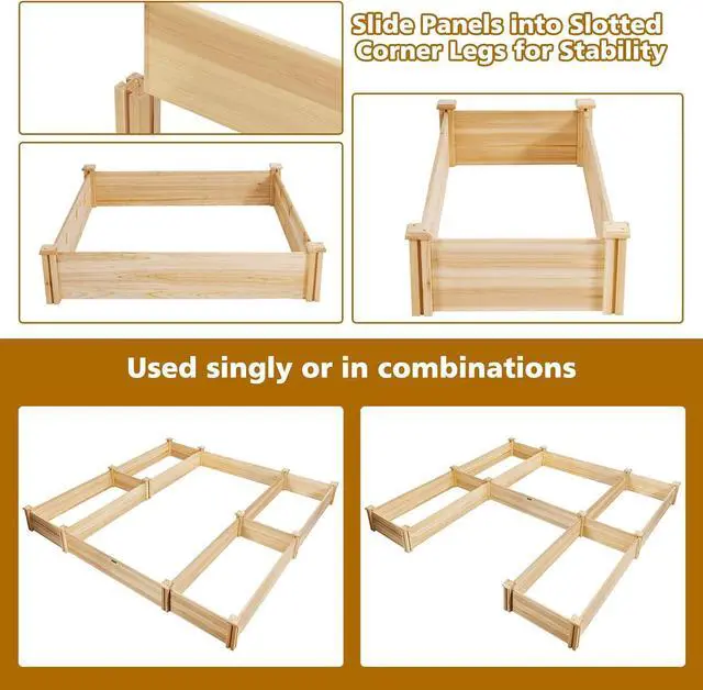 Alt view image 4 of 7 - Giantex U-Shaped Raised Garden Bed, Wood Raised Garden Planter Box for Vegetables and Flowers, Easy Assembly, Garden Container for Backyard, Patio, Balcony (92.5" Lx95 Wx11 H)