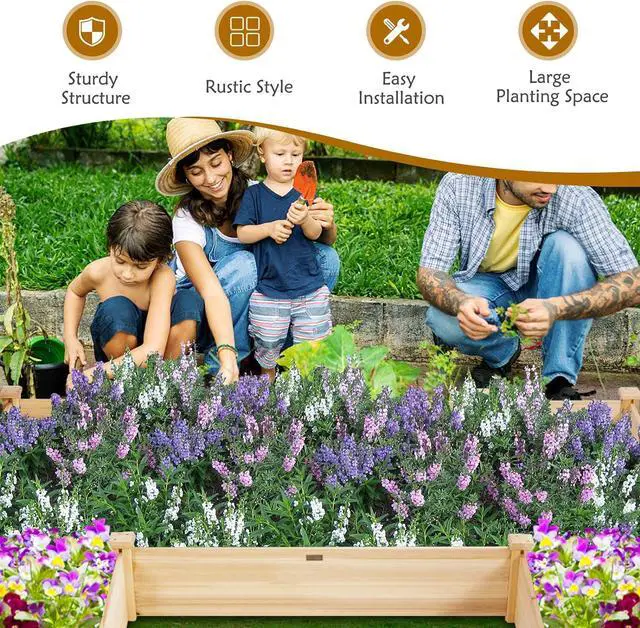 Alt view image 5 of 7 - Giantex U-Shaped Raised Garden Bed, Wood Raised Garden Planter Box for Vegetables and Flowers, Easy Assembly, Garden Container for Backyard, Patio, Balcony (92.5" Lx95 Wx11 H)