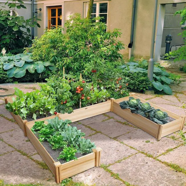 Alt view image 2 of 7 - Giantex U-Shaped Raised Garden Bed, Wood Raised Garden Planter Box for Vegetables and Flowers, Easy Assembly, Garden Container for Backyard, Patio, Balcony (92.5" Lx95 Wx11 H)