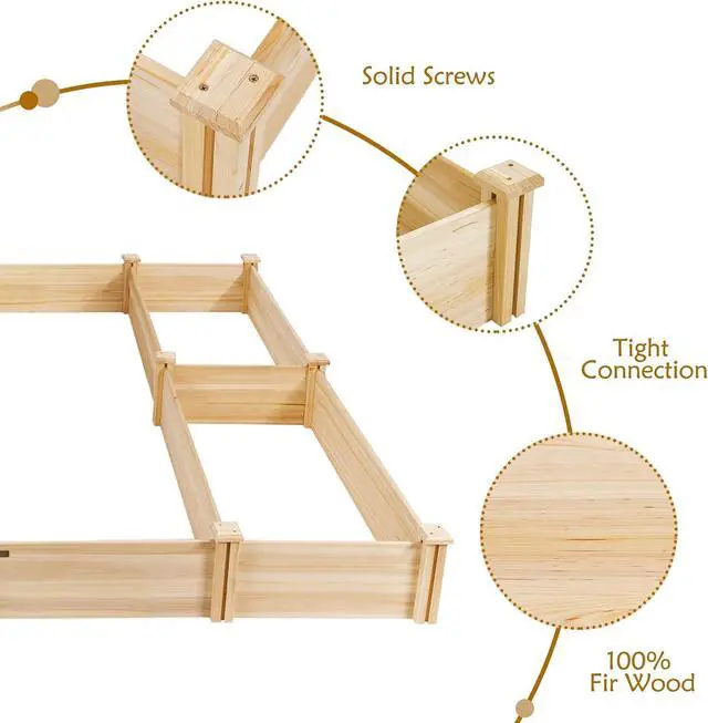 Alt view image 7 of 7 - Giantex U-Shaped Raised Garden Bed, Wood Raised Garden Planter Box for Vegetables and Flowers, Easy Assembly, Garden Container for Backyard, Patio, Balcony (92.5" Lx95 Wx11 H)