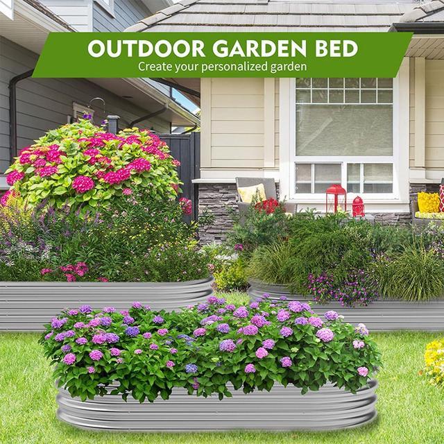 Alt view image 2 of 6 - Galvanized Raised Garden Bed Outdoor Raised Beds Planter for Outdoor Plants Large Metal Raised Garden Bed Kit (4FT)