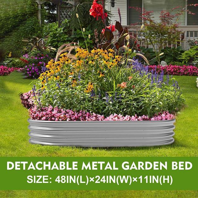 Alt view image 3 of 6 - Galvanized Raised Garden Bed Outdoor Raised Beds Planter for Outdoor Plants Large Metal Raised Garden Bed Kit (4FT)