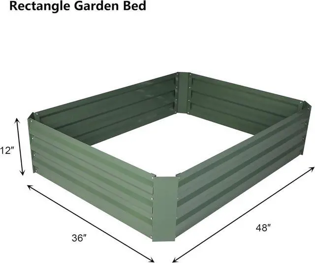 Alt view image 3 of 7 - LUCKYERMORE Galvanized Raised Garden Bed Planter Box 4' x 3' x 1', Anti-Rust Coated Metal Garden Bed for Vegetables, Herbs, and Flowers - Outdoor Raised Planter Box, Green