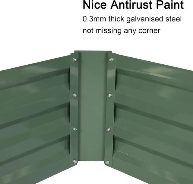 Alt view image 6 of 7 - LUCKYERMORE Galvanized Raised Garden Bed Planter Box 4' x 3' x 1', Anti-Rust Coated Metal Garden Bed for Vegetables, Herbs, and Flowers - Outdoor Raised Planter Box, Green