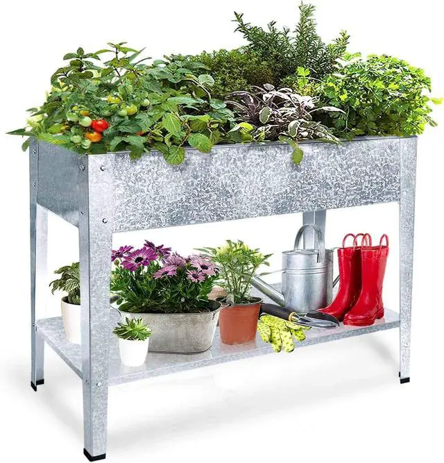 Main image of Galvanized Raised Garden Bed for Vegetables Elevated Planter Box with Legs Outdoor Patio Apartment Herb Container Metal