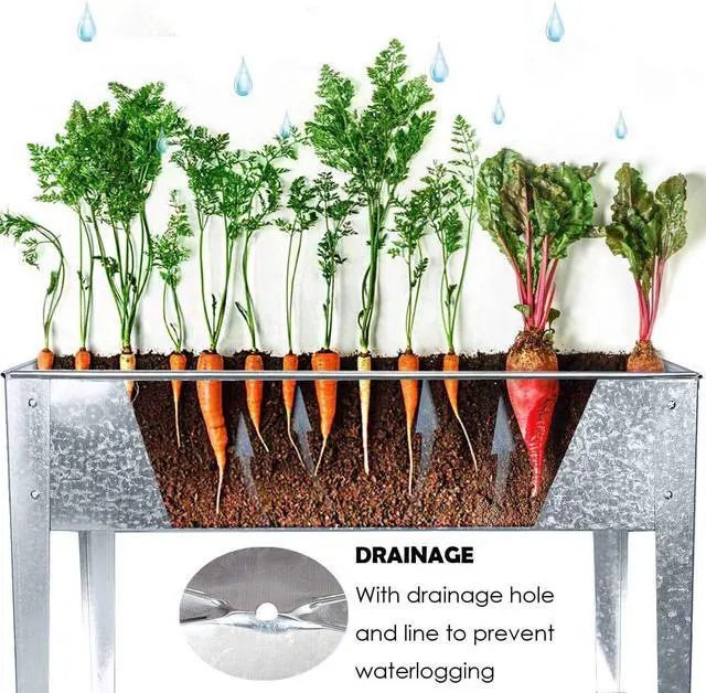 Alt view image 6 of 7 - Galvanized Raised Garden Bed for Vegetables Elevated Planter Box with Legs Outdoor Patio Apartment Herb Container Metal