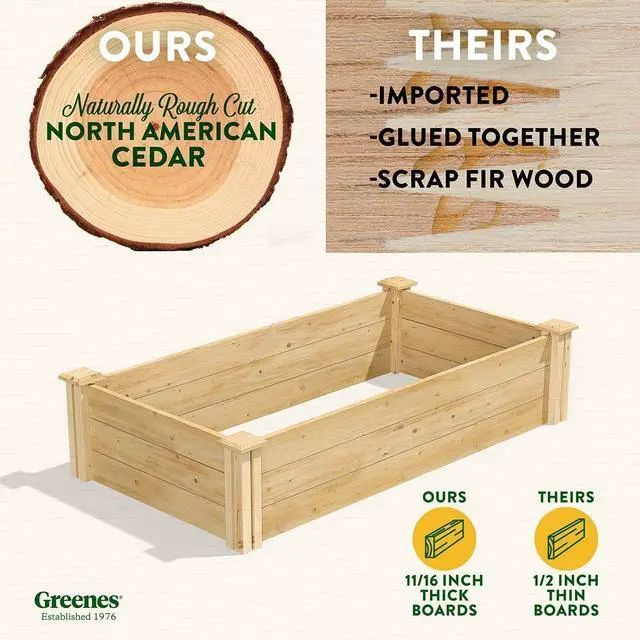 Alt view image 3 of 7 - Greenes Fence Original Cedar Raised Garden Bed, 2' x 4' x 10.5" (3-Pack) - Made in USA with North American Cedar